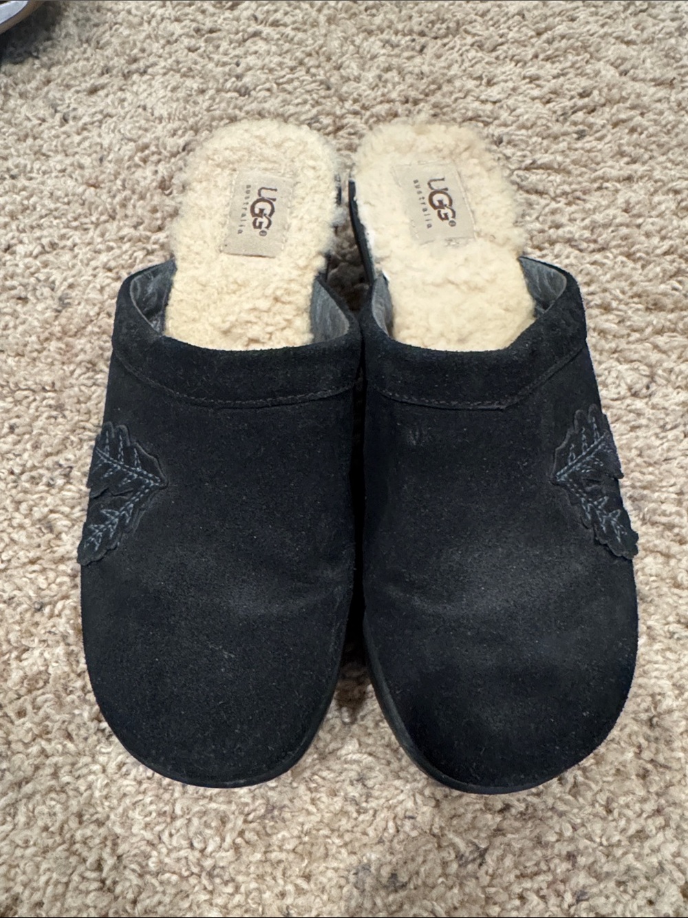 UGG Australia Willow Folige Black Suede Shearling Lined size 8.5